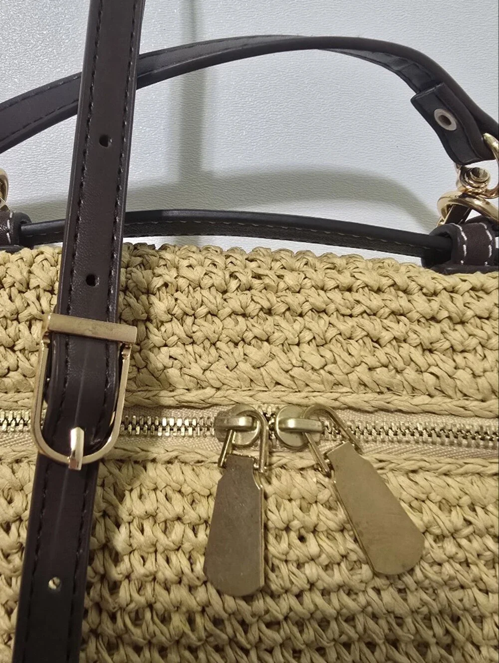 Tory Burch Romy Straw Slim Top Handle Bag